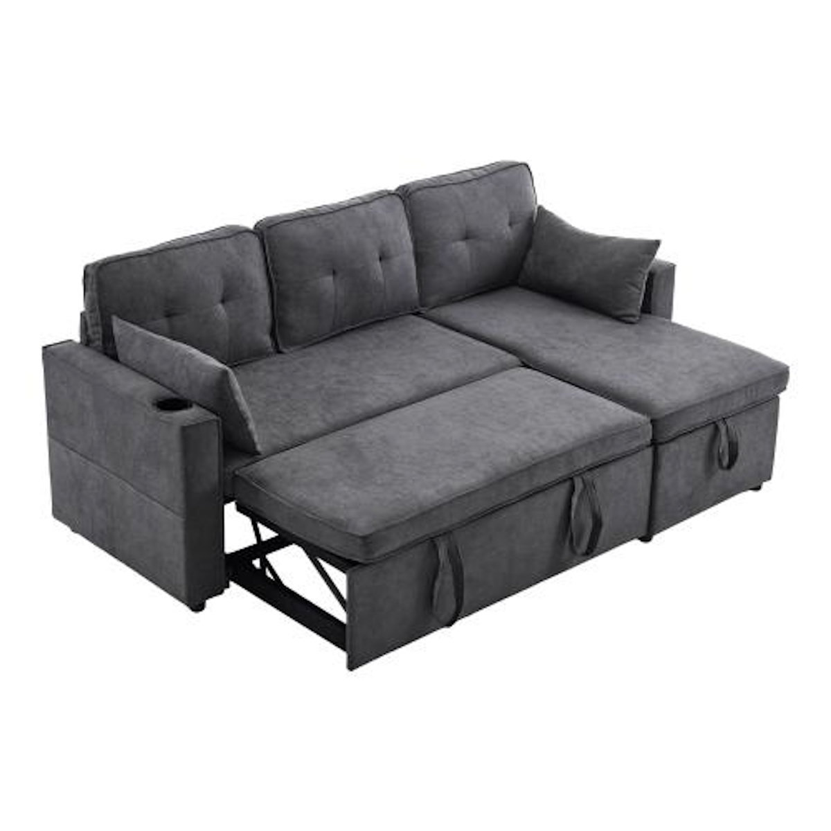 MERAX Canapé d'angle réversible convertible 3 places coton et lin coffre de rangement