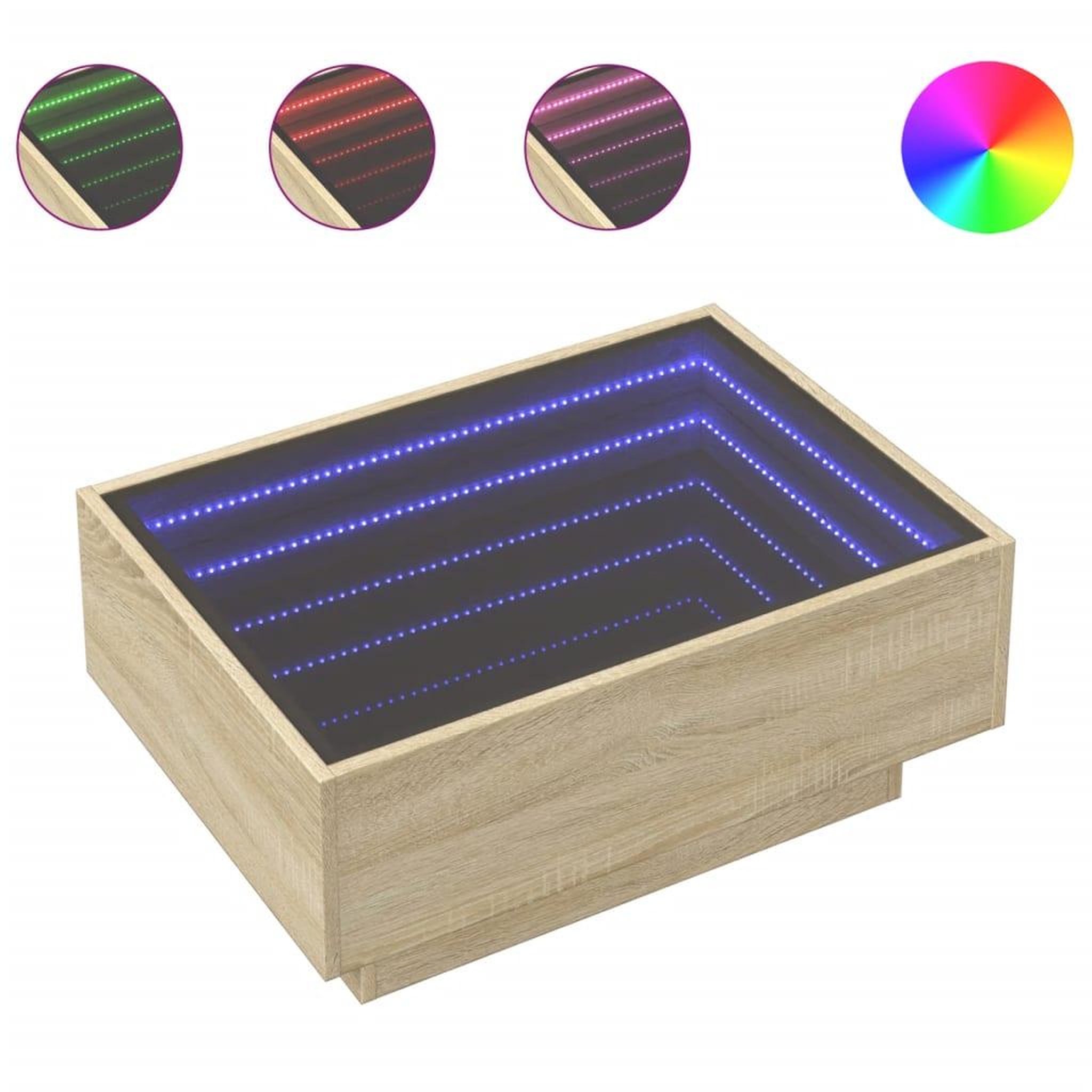 Voir la diapositive 2 : VIDAXL Table basse avec LED chene sonoma 70x50x30 cm bois d'ingenierie