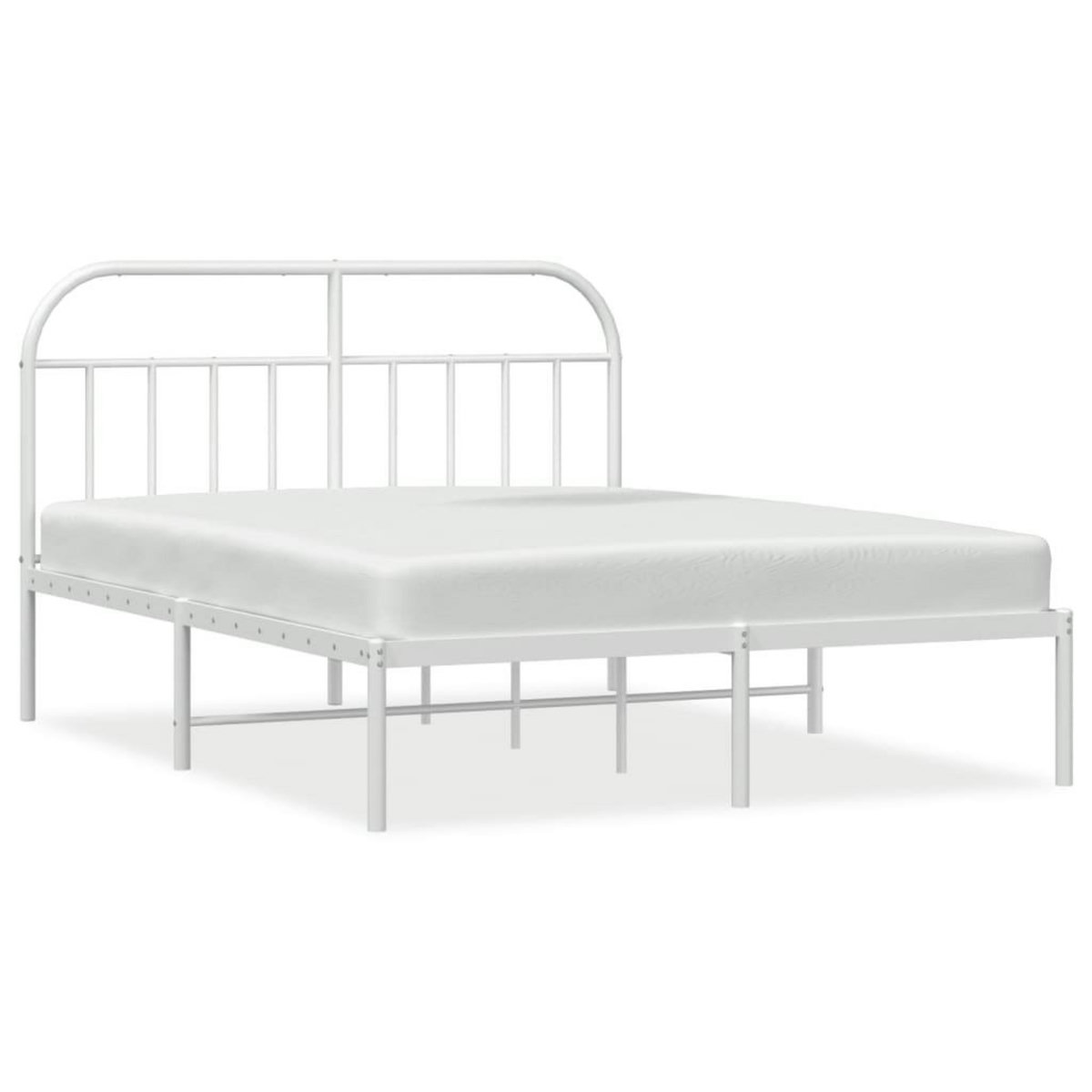 VIDAXL Cadre de lit metal sans matelas et tete de lit blanc 160x200 cm