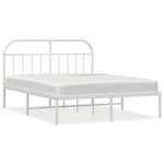 VIDAXL Cadre de lit metal sans matelas et tete de lit blanc 160x200 cm