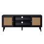 Voir la diapositive 2 : BEST MOBILIER Goto - meuble tv - noir et cannage - 140 cm