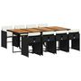 Voir la diapositive 2 : VIDAXL Ensemble a manger de jardin 9pcs coussins noir resine tressee