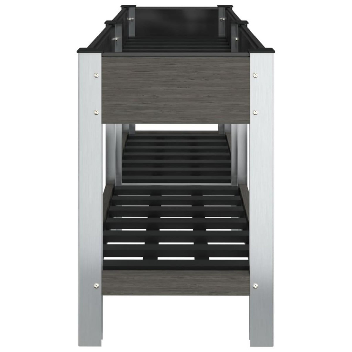 VIDAXL Lit sureleve de jardin avec etagere Gris 150x50x75 cm WPC