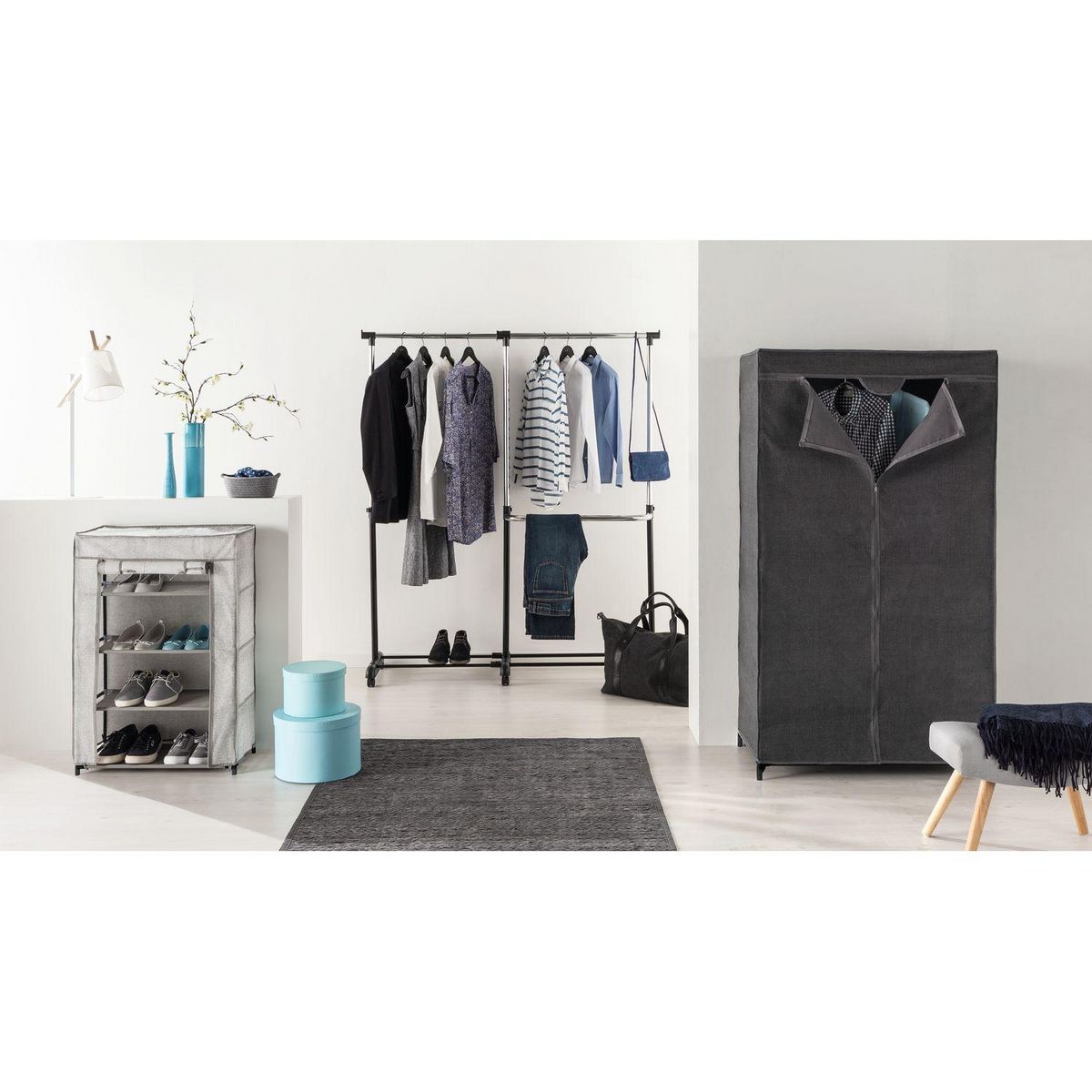 FIVE Armoire à chaussures en tissu capacité 12 paires - Gris foncé