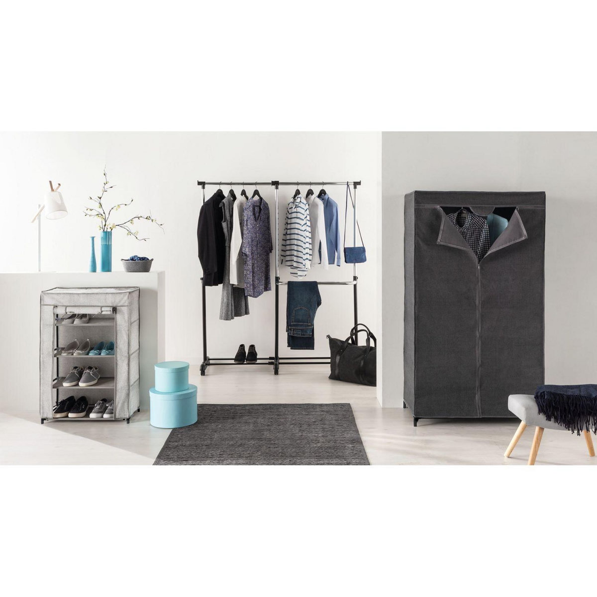 FIVE Armoire à chaussures en tissu capacité 12 paires - Gris foncé