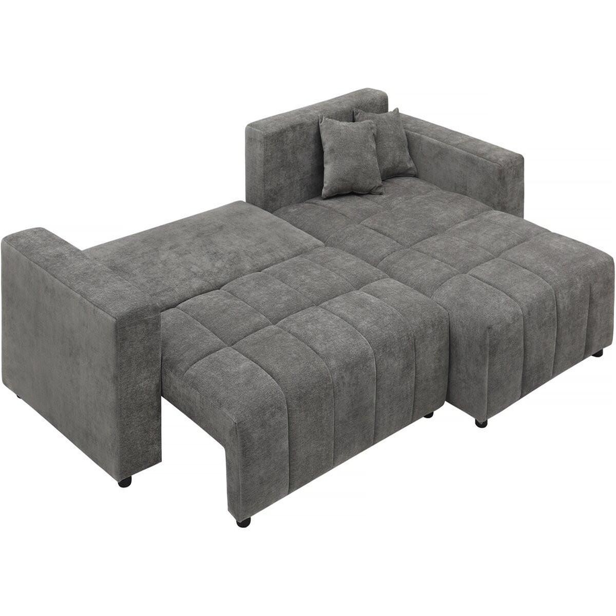 Voir la diapositive 3 : Habitat et Jardin Canapé d'angle réversible/convertible en tissu -  George  - 4 places - Gris