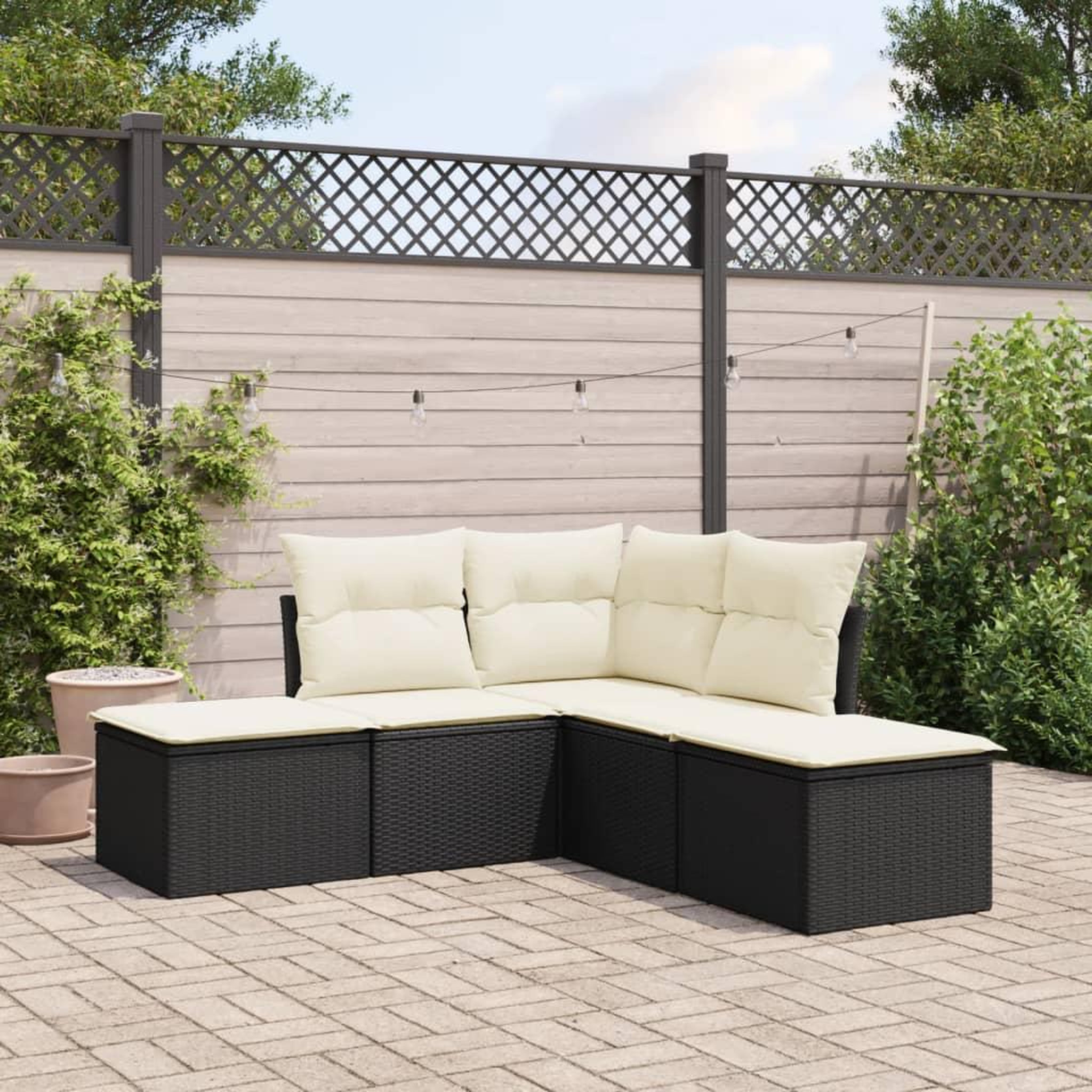 VIDAXL Salon de jardin 5 pcs avec coussins noir resine tressee