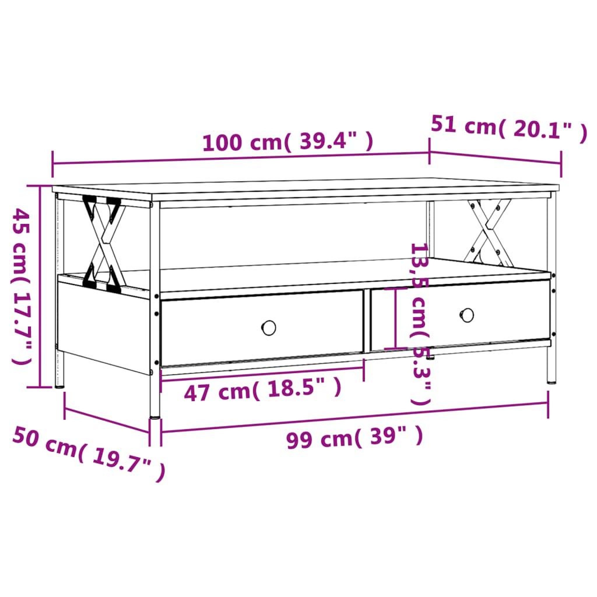 Voir la diapositive 6 : VIDAXL Table basse chene fume 100x51x45 cm bois d'ingenierie