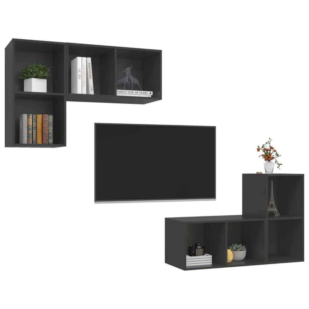 VIDAXL Meubles TV muraux 4 pcs Gris Bois d'ingenierie