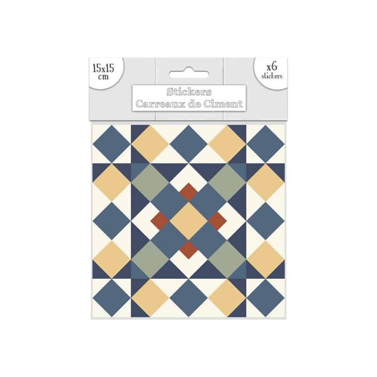 SUD TRADING 6 Stickers carreaux de ciment - 15 x 15 cm - Jaune et marron