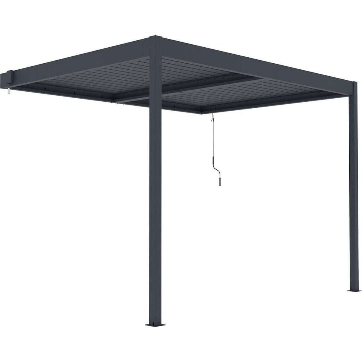 Habitat et Jardin Pergola adossée en aluminium  Windsor  - Gris anthracite - 3 x 4 m