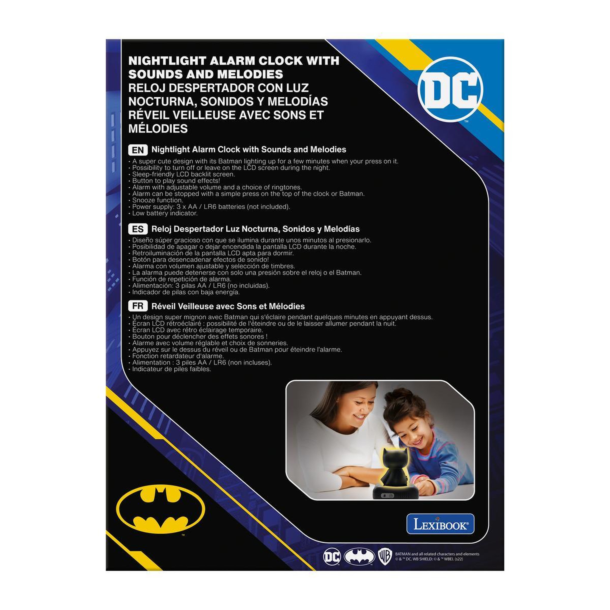 Voir la diapositive 3 : Lexibook Réveil avec veilleuse Batman en 3D