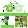 Voir la diapositive 5 : OUTSUNNY Dévidoir mural enrouleur automatique pivotant 180° tuyau 20 + 2 m avec lance arrosage support mural intégré vert