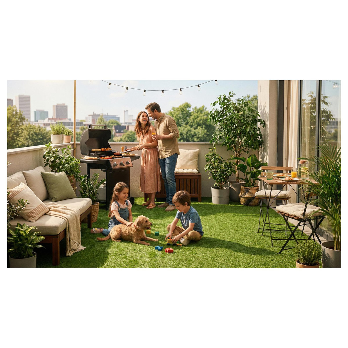 FIFTYGRASS Gazon synthétique Baya - 40 mm - Bobinot de 1m*5m - Jardin / Terasse - Balcon