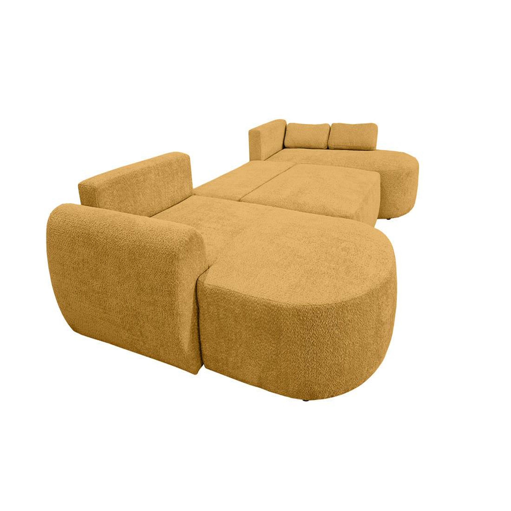 Voir la diapositive 2 : BEST MOBILIER Mahina - canapé panoramique en u 7 places - convertible avec coffre - en tissu bouclette
