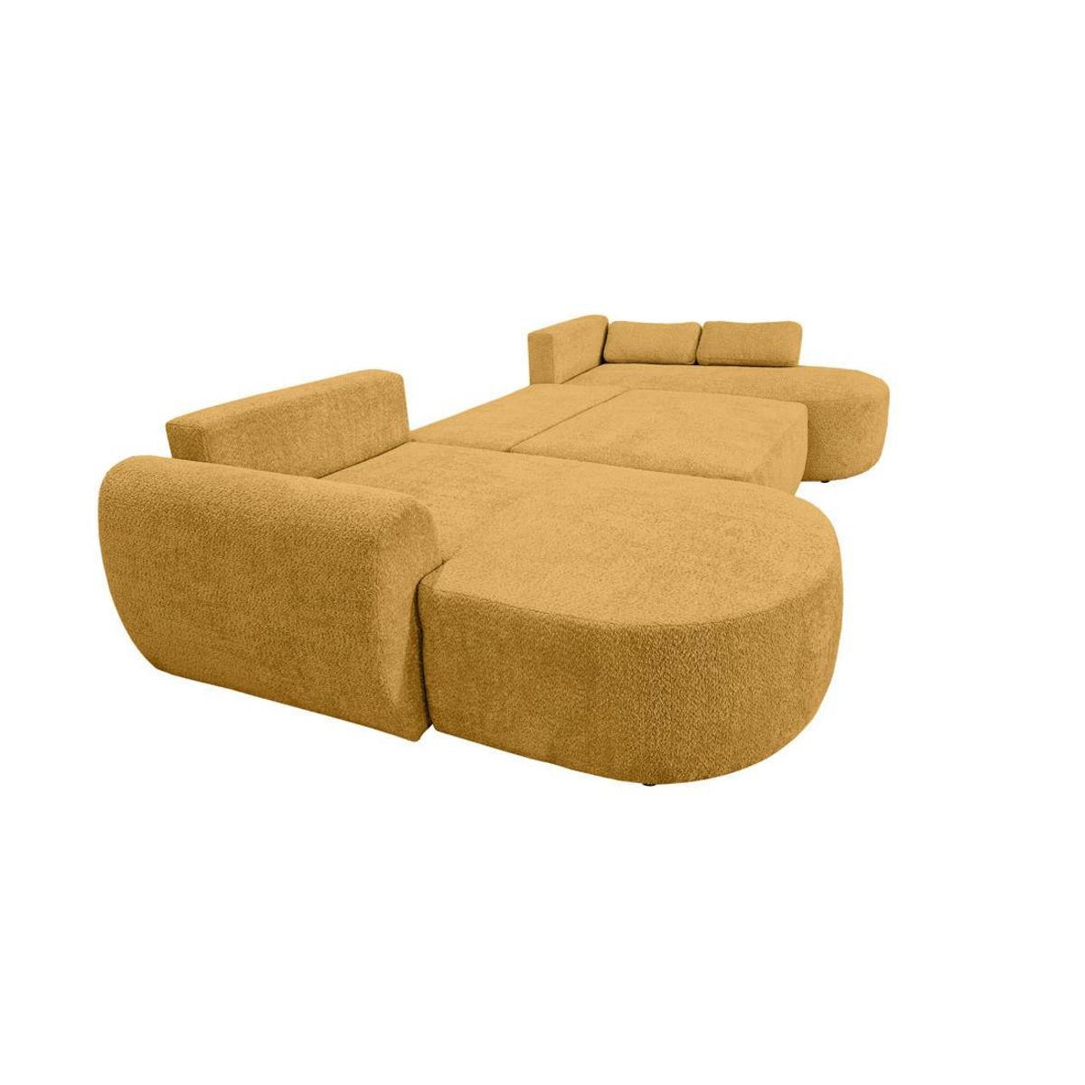 BEST MOBILIER Mahina - canapé panoramique en u 7 places - convertible avec coffre - en tissu bouclette