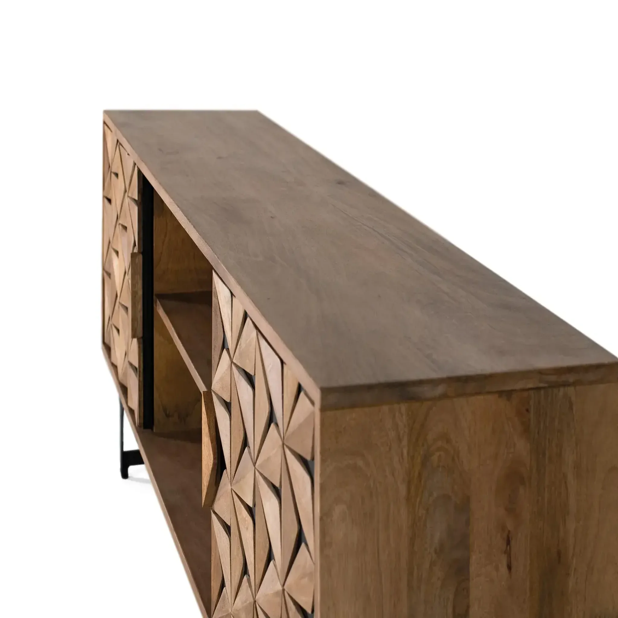 Voir la diapositive 3 : GINER Y COLOMER SL Meuble tv en bois de manguier 147 cm style contemporain géométrique