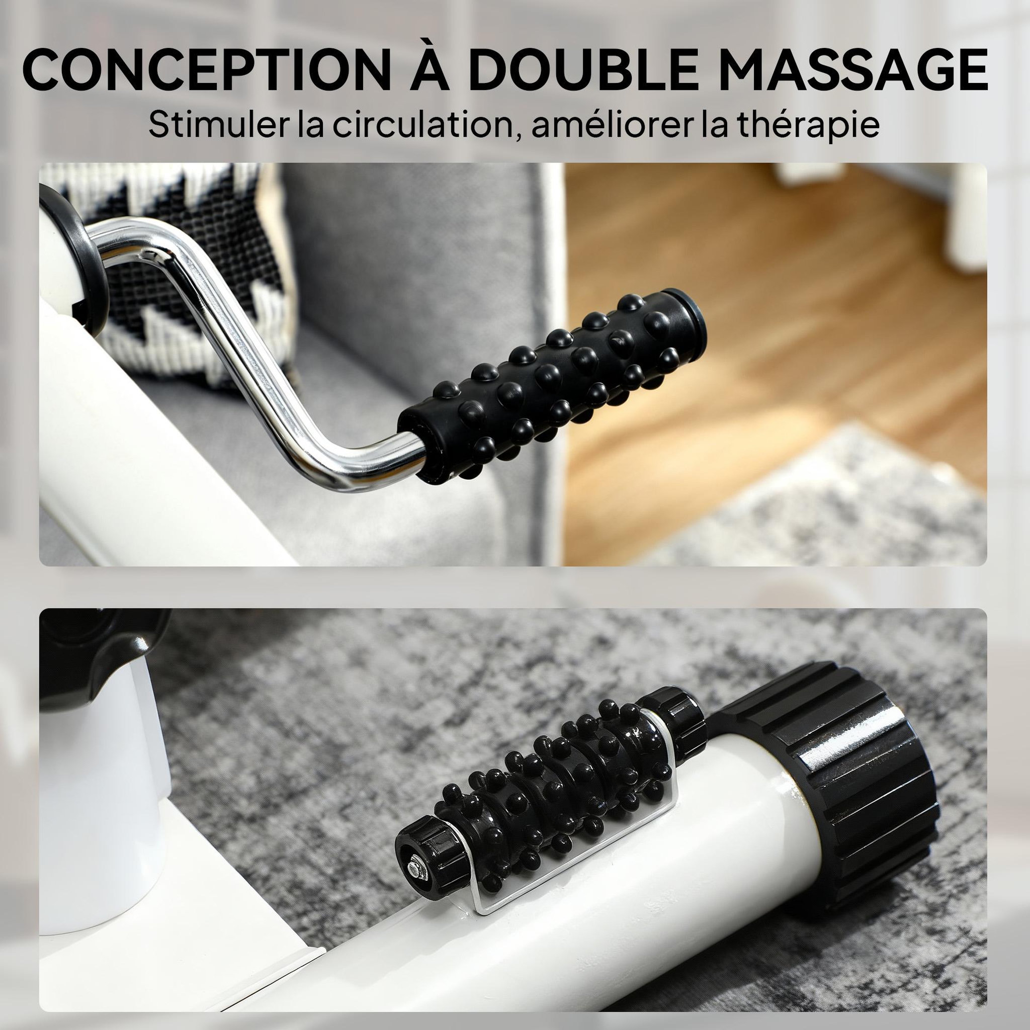 Voir la diapositive 6 : HOMCOM Vélo de rééducation bras et jambes réglable rouleaux massage écran LCD multifonction blanc