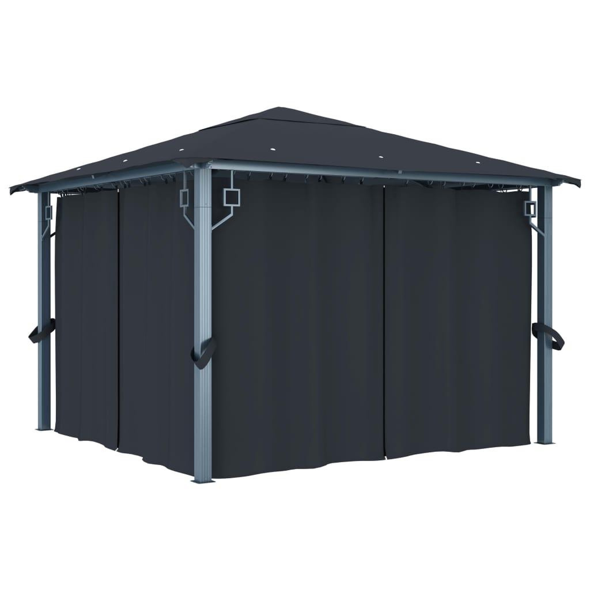Voir la diapositive 4 : VIDAXL Tonnelle avec rideau et lumieres LED 3x3 m Anthracite Aluminium