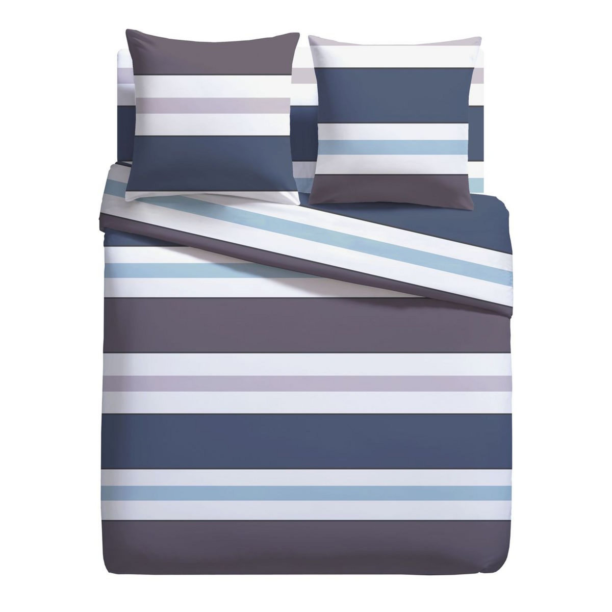 Parure housse de couette fantaisie en microfibre motifs rayures LIA