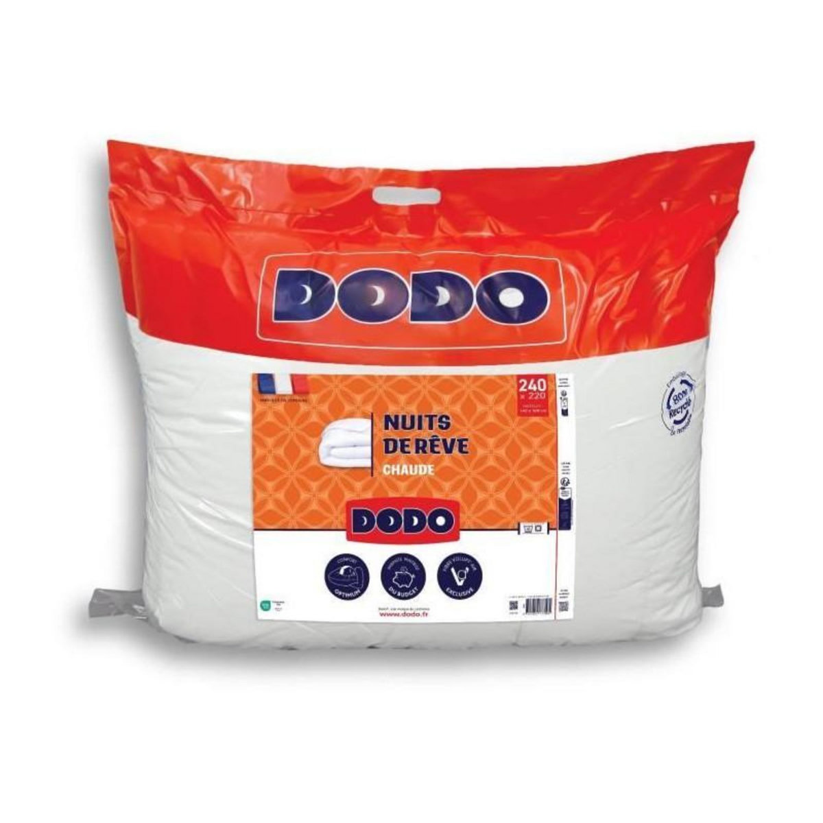 DODO DODO - Couette extra chaude - NUITS DE REVE - 220 x 240 cm - 400gr/m² - Blanc