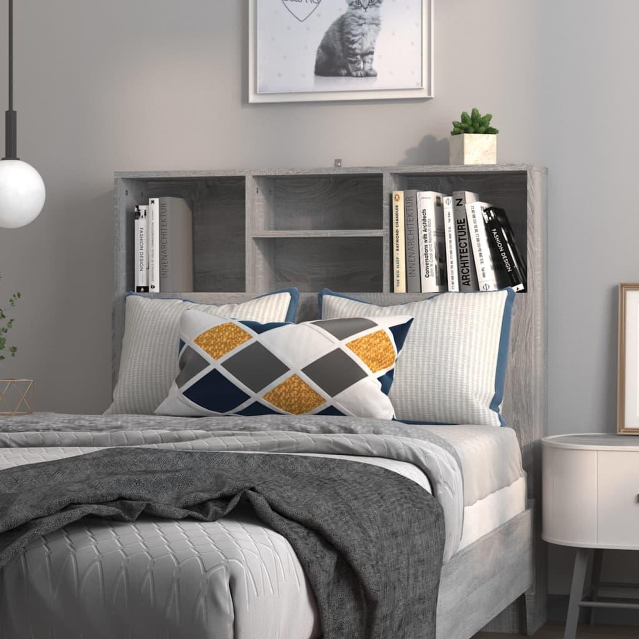 Voir la diapositive 1 : VIDAXL Armoire de tete de lit Sonoma gris 100x19x103,5 cm