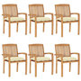 Voir la diapositive 1 : VIDAXL Chaises de jardin empilables avec coussins lot de 6 Teck solide