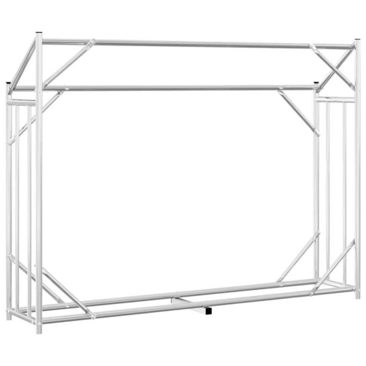 VIDAXL Portant de bois de chauffage et housse de pluie acier galvanisé