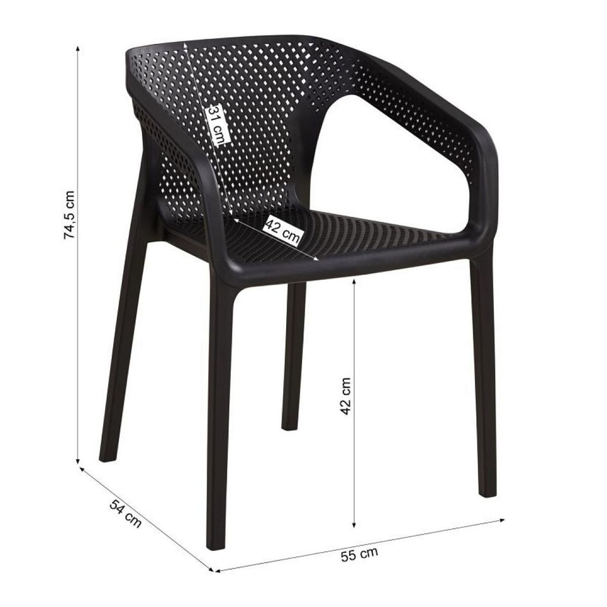 HomeStyle4U Ensemble salon de jardin Table et 2 chaises noir