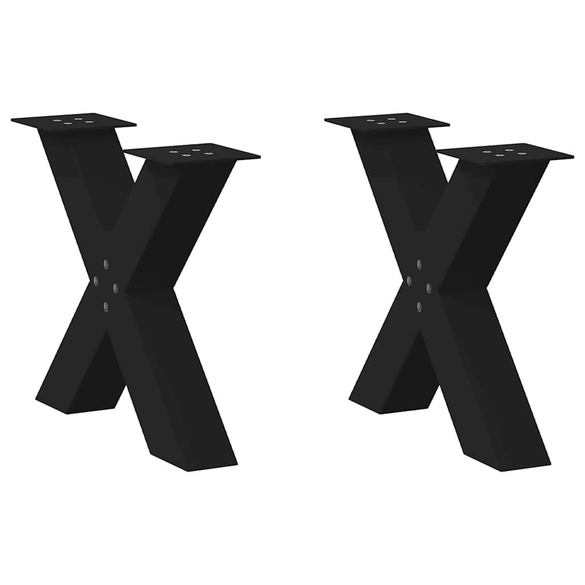 VIDAXL Pieds de table basse forme de X 2 pcs noir 60x(42-43) cm acier