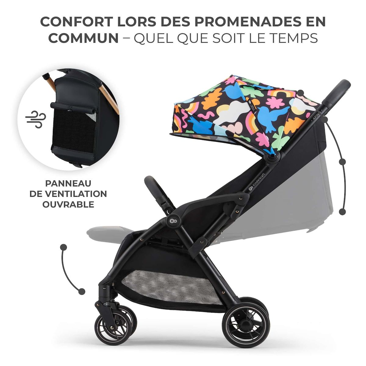 KINDERKRAFT Poussette apino pratique et confortable