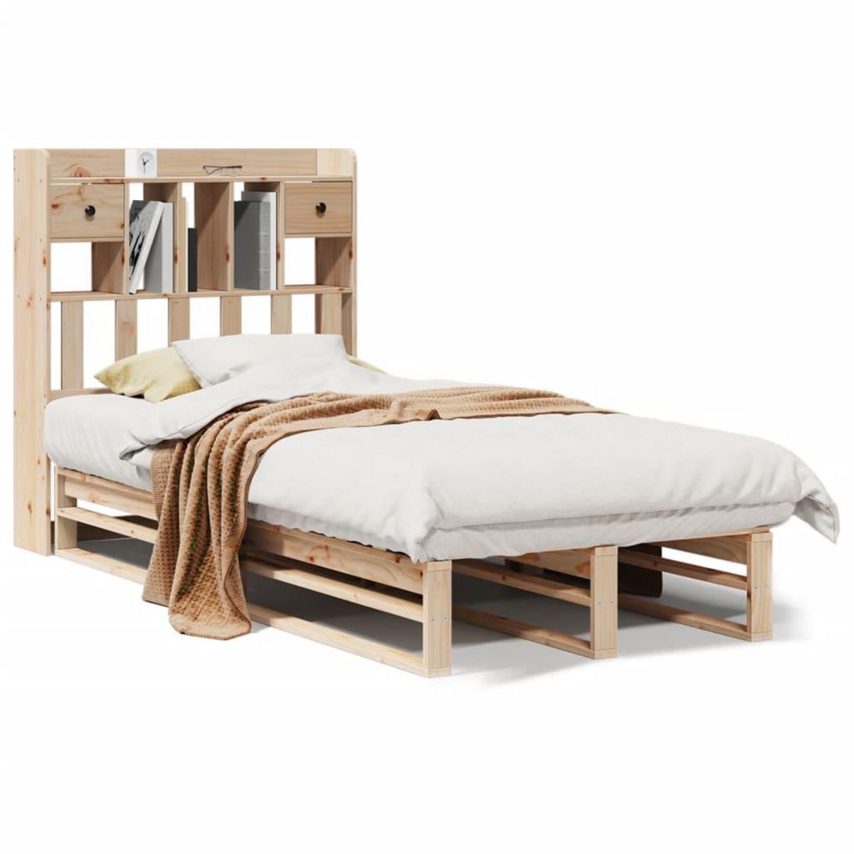 VIDAXL Lit bibliotheque sans matelas 90x190 cm bois de pin massif