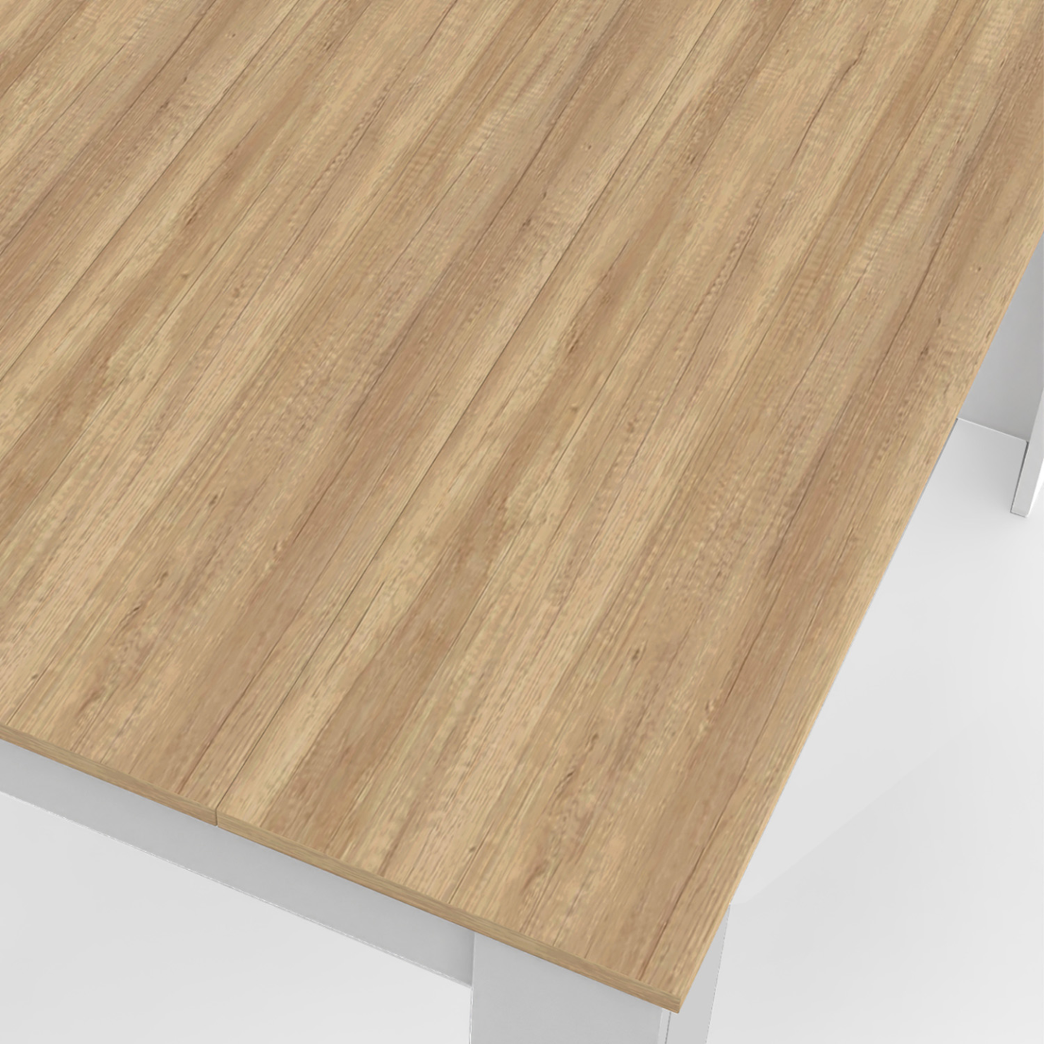 Voir la diapositive 5 : ID MARKET Table à manger rectangle rozy 4 personnes blanc plateau façon hêtre 110 cm