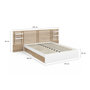Voir la diapositive 5 : ID MARKET Lit double SAVANA avec tête de lit, chevets, rangements et sommier 140 x 190 cm hêtre et blanc