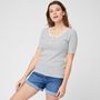 Voir la diapositive 1 : INEXTENSO T-shirt manches courtes col tunisien à rayures femme