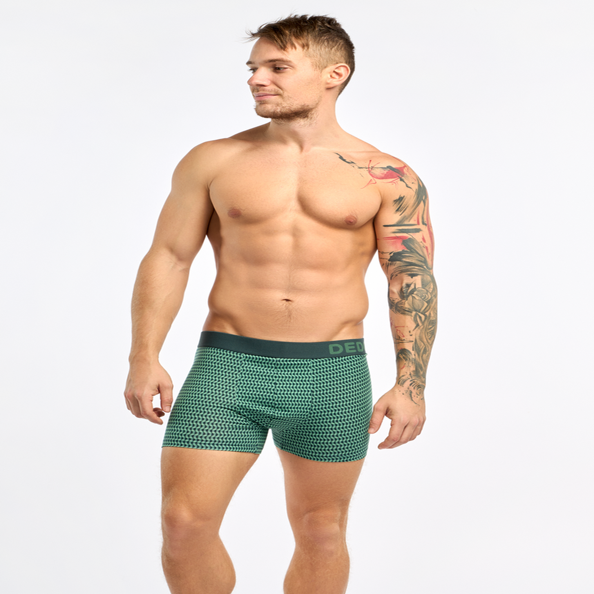 Voir la diapositive 2 : DEDOLES Boxer homme motif jacquard vert pastel