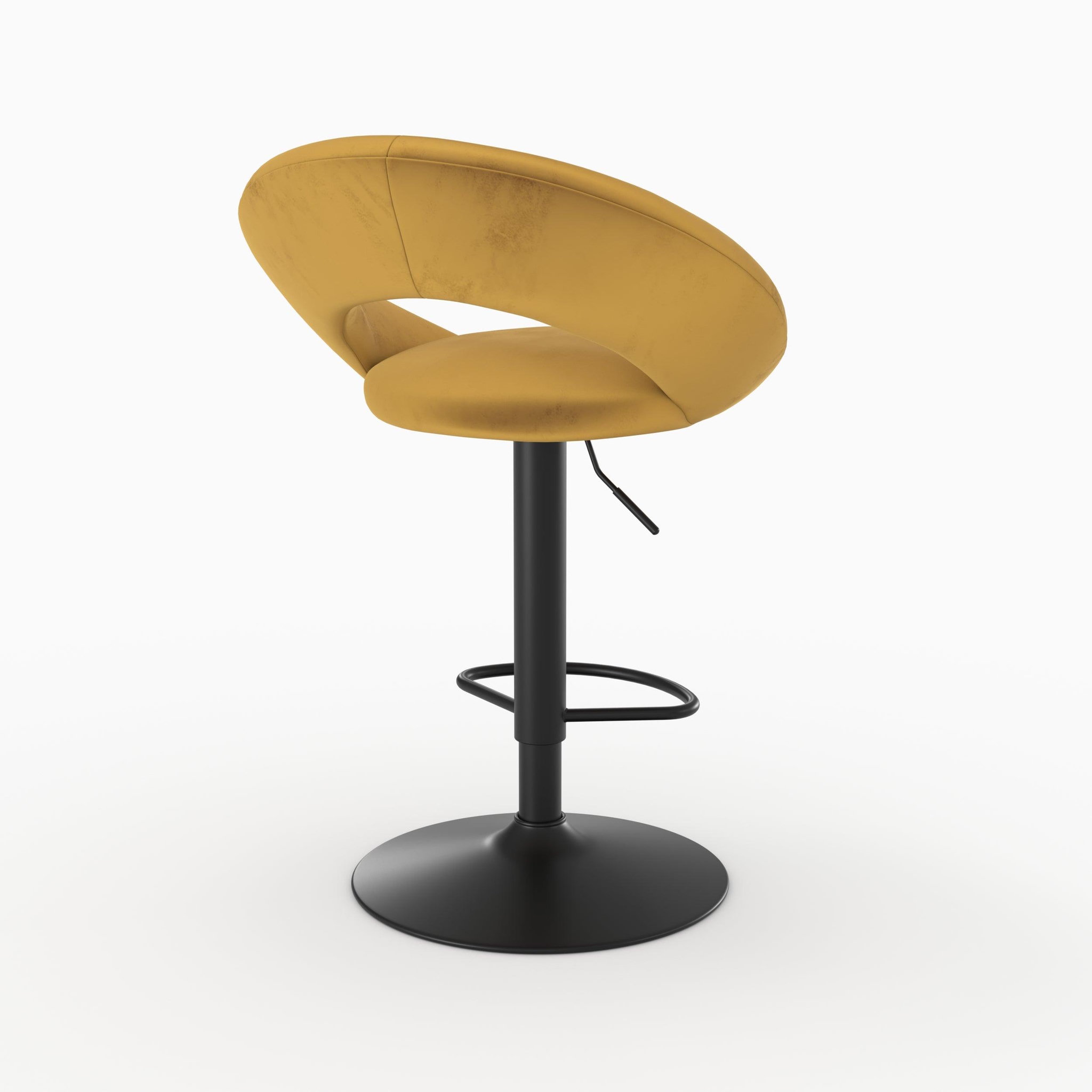 Voir la diapositive 6 : MAISON PAVANE Lot de 2 chaises de bar en velours jaune curry 61/76,5 cm-cloclo