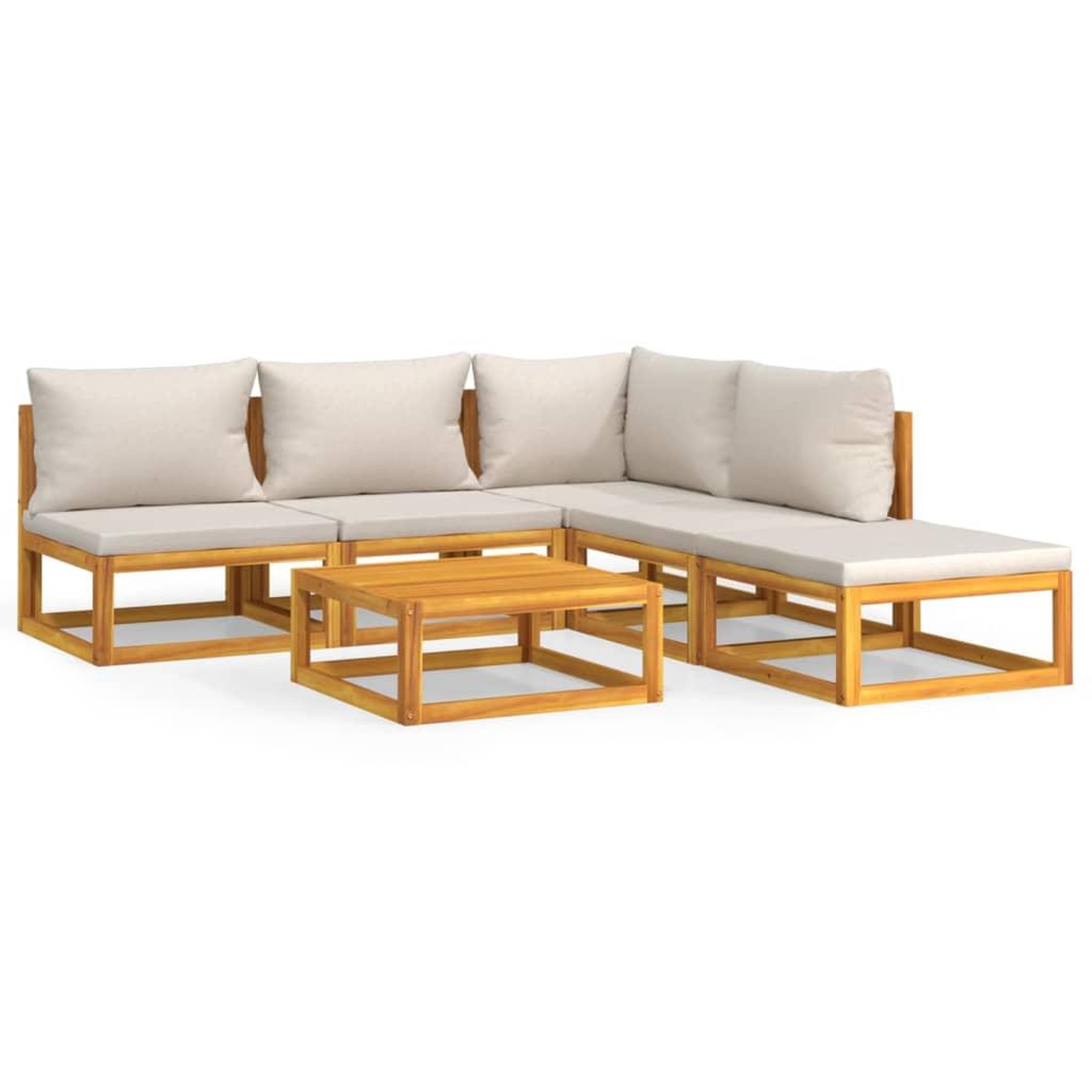 Voir la diapositive 2 : VIDAXL Salon de jardin 6 pcs avec coussins gris clair bois massif