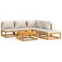 Voir la diapositive 2 : VIDAXL Salon de jardin 6 pcs avec coussins gris clair bois massif