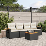 VIDAXL Salon de jardin 5 pcs avec coussins noir resine tressee