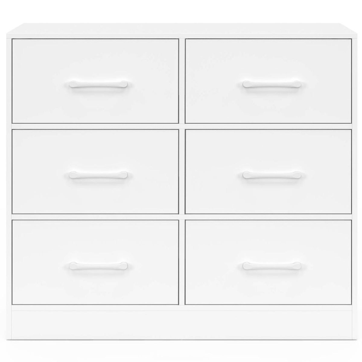 ID MARKET Commode 6 tiroirs en tissu UPPAH 80 cm meuble de rangement bois blanc