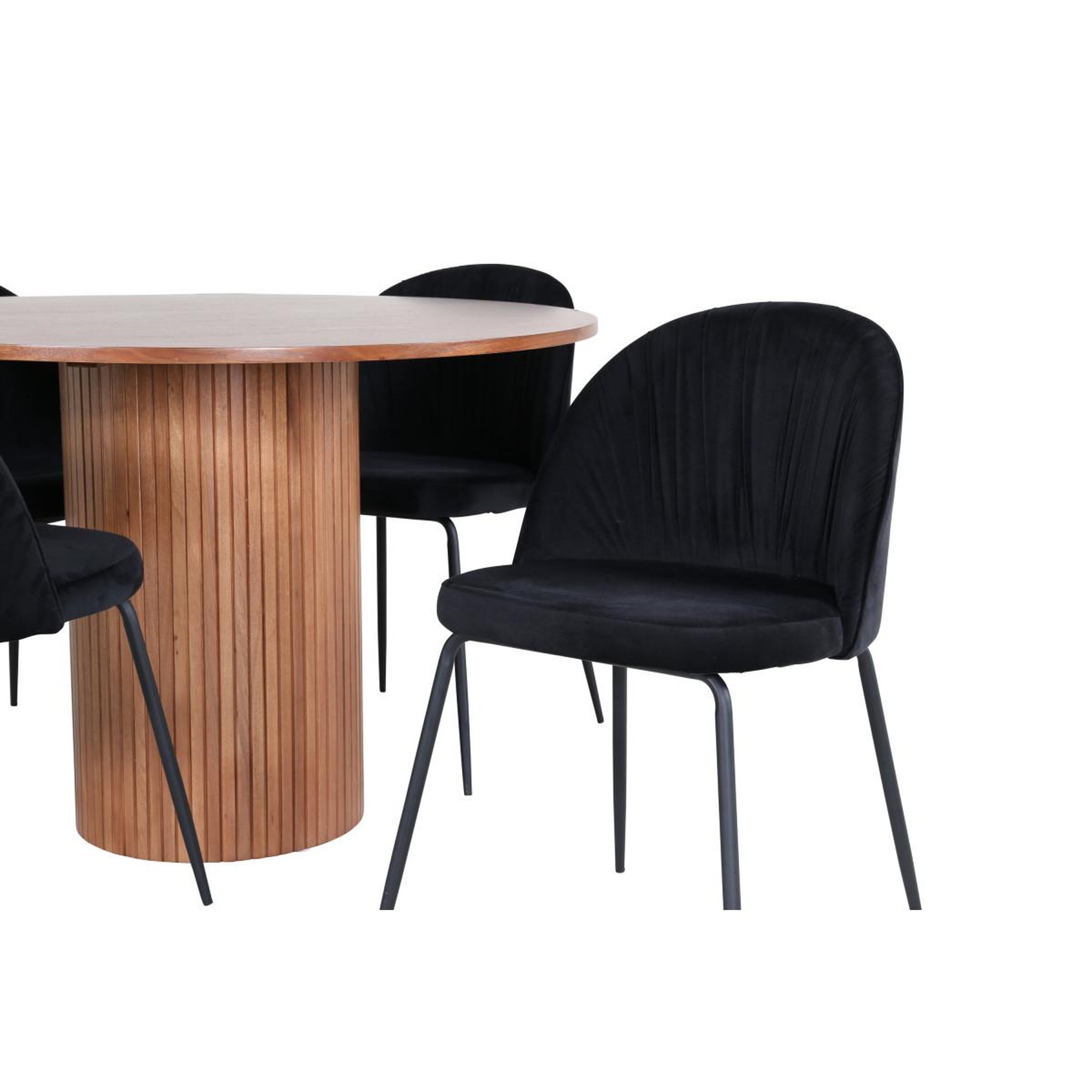 Voir la diapositive 4 : Paris Prix Ensemble table à manger & 4 chaises  bianca & wrinkles  110cm noyer & noir