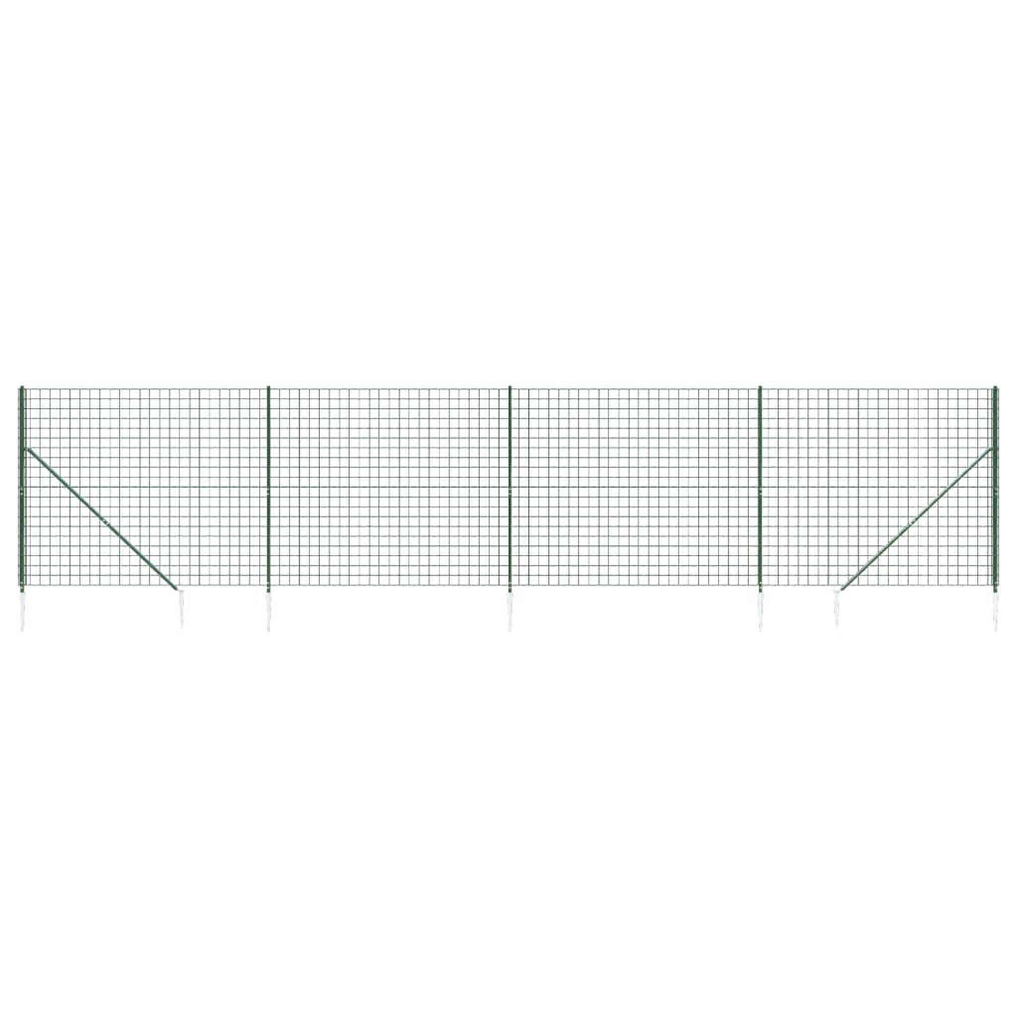 Voir la diapositive 2 : VIDAXL Cloture en treillis metallique et piquet d'ancrage vert 2,2x10m