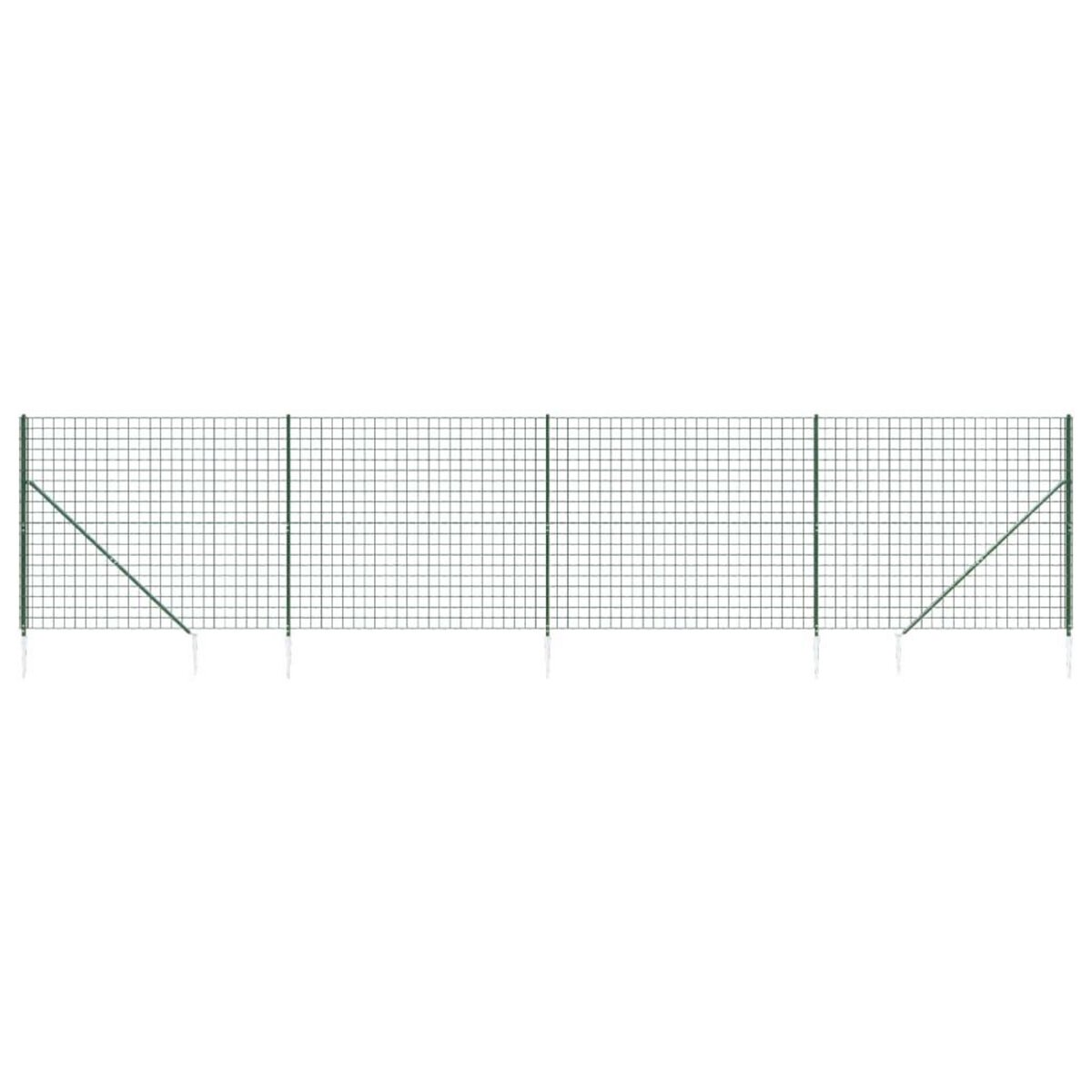VIDAXL Cloture en treillis metallique et piquet d'ancrage vert 2,2x10m
