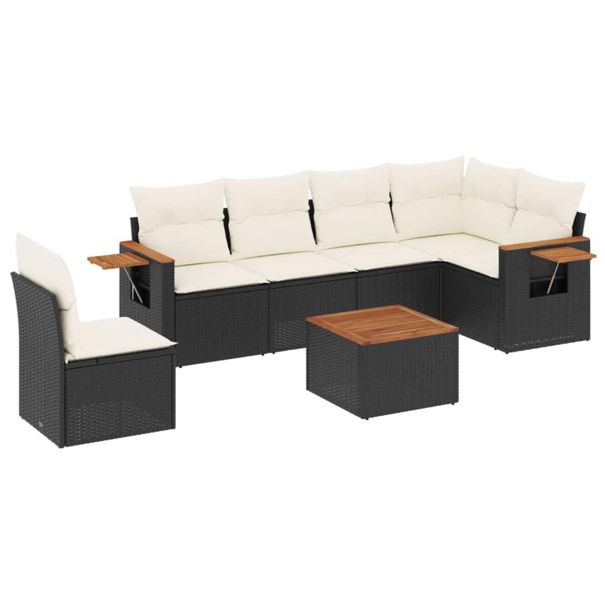 Voir la diapositive 2 : VIDAXL Salon de jardin 7 pcs avec coussins noir resine tressee