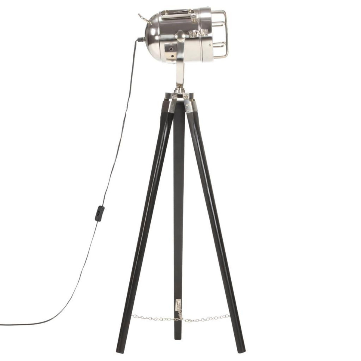 VIDAXL Lampadaire a trepied Noir Bois de manguier massif 97 cm