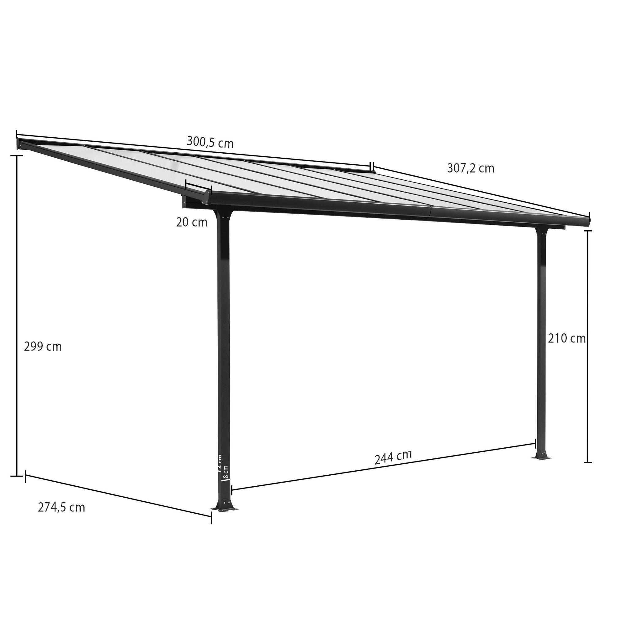 Voir la diapositive 2 : Pergola - Adossée - Aluminium - 9-21m²