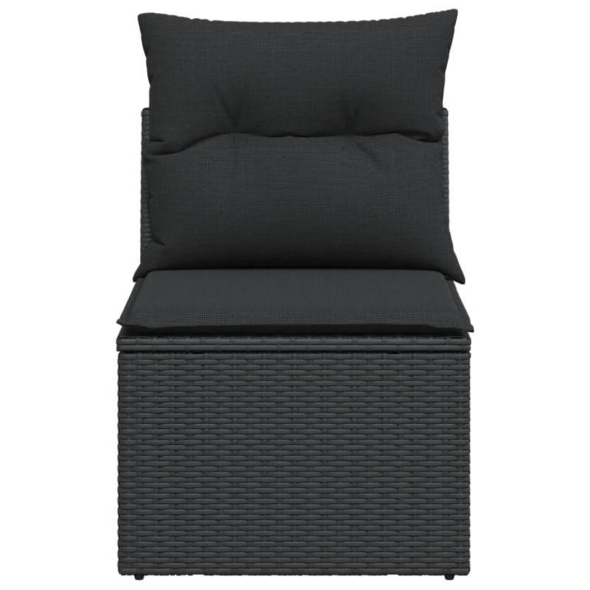 VIDAXL Chaise de jardin sans accoudoirs avec coussins noir poly rotin