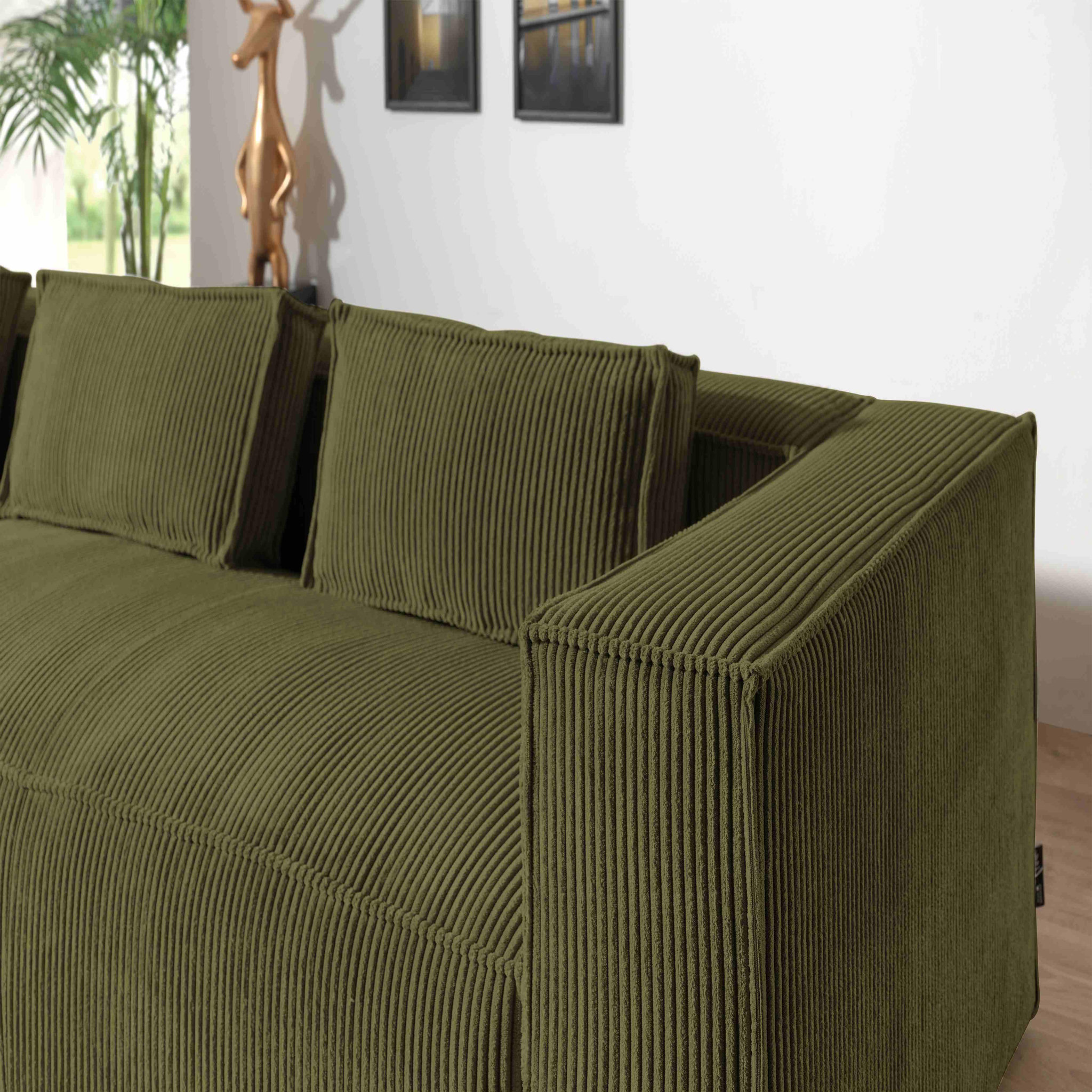Voir la diapositive 4 : LISA DESIGN Stella - canapé d'angle - en velours côtelé - 4 places -style contemporain - gauche