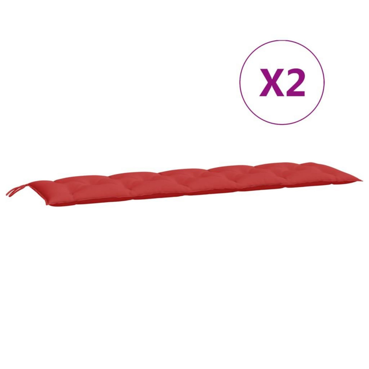 VIDAXL Coussins de banc jardin lot de 2 rouge 180x50x7 cm tissu Oxford